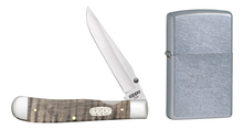 Zippo Набор 50609_207 (нож перочинный Natural Curly Maple Wood Trapperlock 105мм + зажигалка Street Chrome 207)