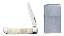 Zippo Набор 50559_207 (нож перочинный Smooth Natural Bone Mini Trapper 89мм + зажигалка Street Chrome 207)
