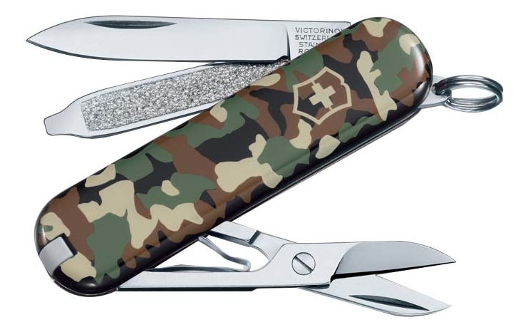 Нож-брелок Classic SD Camouflage 58мм, 7 функций 0.6223.94 (зеленый камуфляж)
