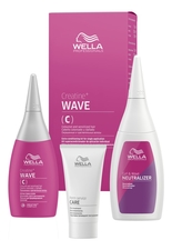 Wella Набор для окрашенных и чувствительных волос Creatine+ WAVE C (лосьон для формирования локонов 75мл + фиксатор 100мл + уход перед процедурой текстурирования 30мл)