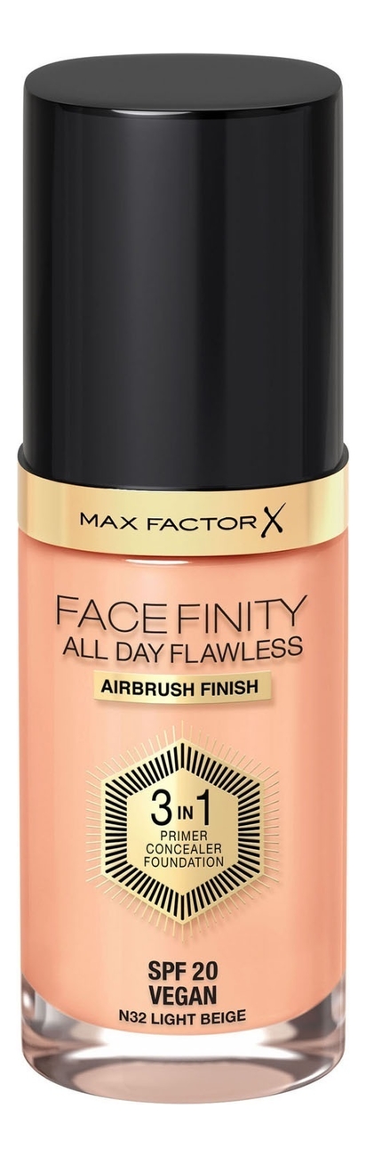 

Тональная основа Facefinity All Day Flawless 3 in 1 30мл: 32 Light Beige, Тональная основа Facefinity All Day Flawless 3 in 1 30мл