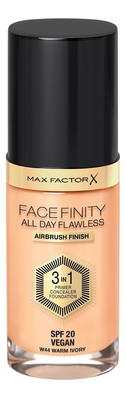 

Тональная основа Facefinity All Day Flawless 3 in 1 30мл: 44 Warm Ivory, Тональная основа Facefinity All Day Flawless 3 in 1 30мл