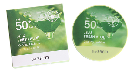 The Saem Солнцезащитный охлаждающий кушон для лица Jeju Fresh Aloe Cooling Cushion Natural Beige SPF50+ PA+++ 12г