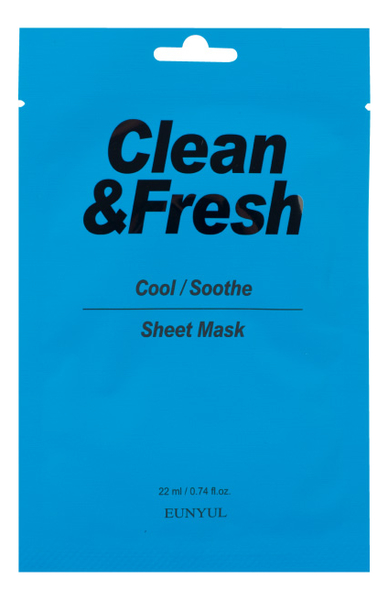 

Тканевая маска для лица очищающего и увлажняющего эффекта Clean & Fresh Cool Soothe Sheet Mask 22мл: Маска 1шт, Тканевая маска для лица очищающего и увлажняющего эффекта Clean & Fresh Cool Soothe Sheet Mask 22мл