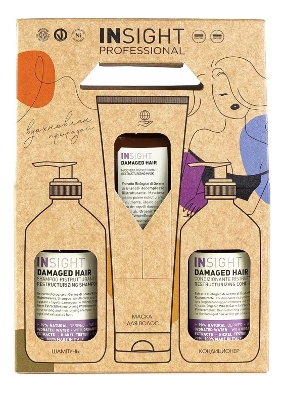 

Подарочный набор для волос Damaged Hair (шампунь 400мл + кондиционер 400мл + маска 250мл): Дизайн Девушка, Подарочный набор для волос Damaged Hair (шампунь 400мл + кондиционер 400мл + маска 250мл)