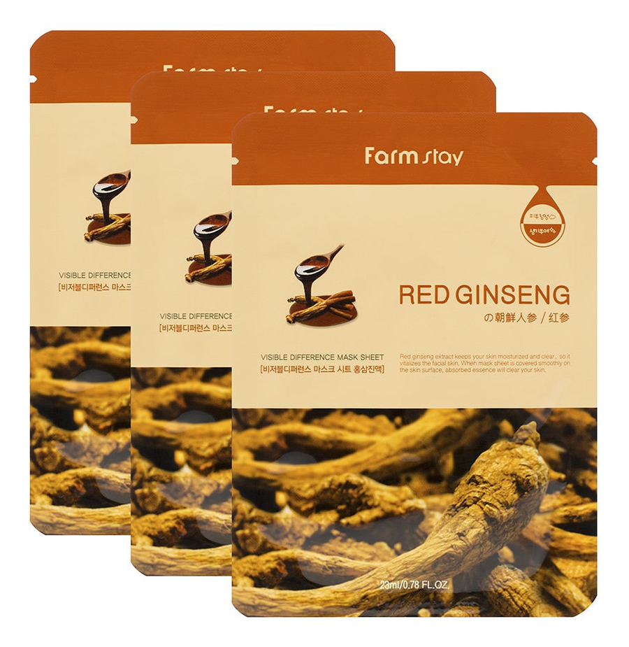 

Тканевая маска для лица с экстрактом корня красного женьшеня Visible Difference Mask Sheet Red Ginseng 23мл: Маска 3шт, Тканевая маска для лица с экстрактом корня красного женьшеня Visible Difference Mask Sheet Red Ginseng 23мл