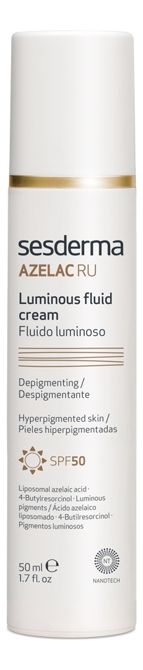 Эмульсия для сияния кожи лица Azelac Ru Fluido Luminoso SPF50 50мл sesderma azelac ru spf50 эмульсия для сияния кожи 50мл