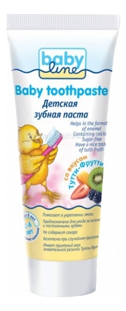 

Детская зубная паста со вкусом Тутти-Фрутти Baby Toothpaste 75мл
