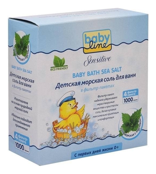 

Детская морская соль для ванн с крапивой в фильтр-пакетах Sensitive Baby Bath Sea Salt: Соль 1000г, Детская морская соль для ванн с крапивой в фильтр-пакетах Sensitive Baby Bath Sea Salt