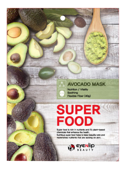 Тканевая маска для лица с экстрактом авокадо Super Food Avocado Mask 23мл тканевая маска для лица с экстрактом яблока super food apple mask 23мл