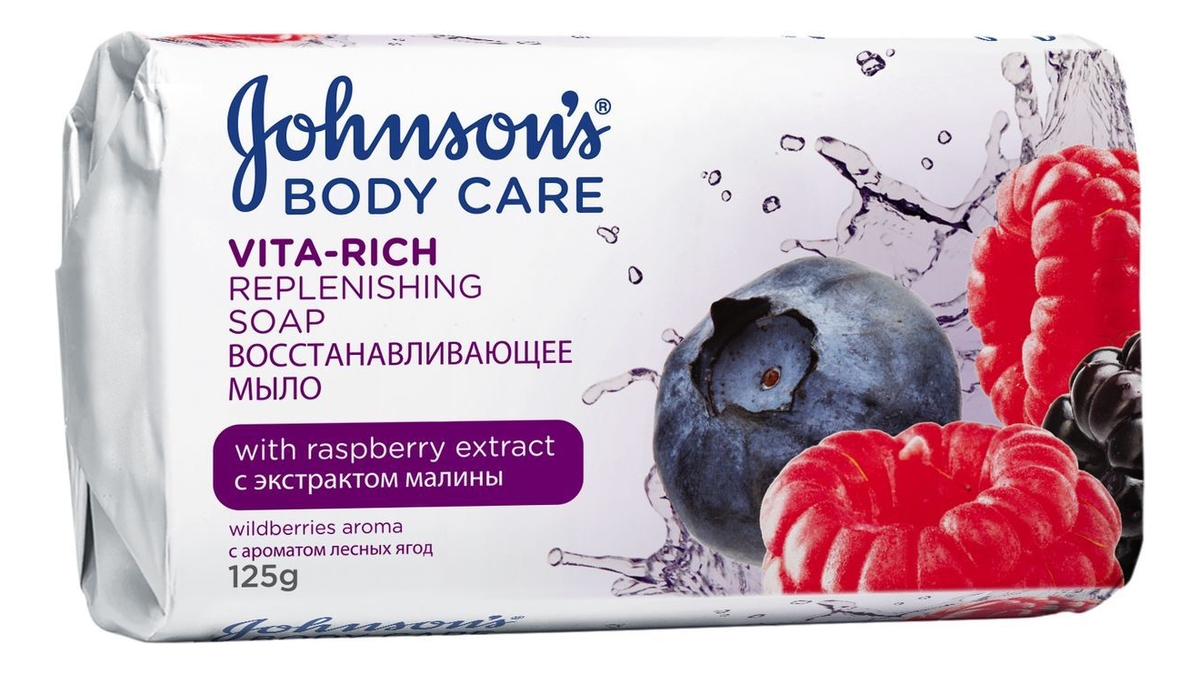 Восстанавливающее мыло с экстрактом малины Johnson's Vita-Rich Replenishing Soap 125г
