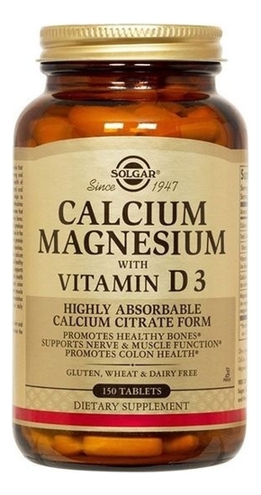 

Биодобавка Кальций и магний с витамином D3 Calcium Magnesium With Vitamin 150 таблеток
