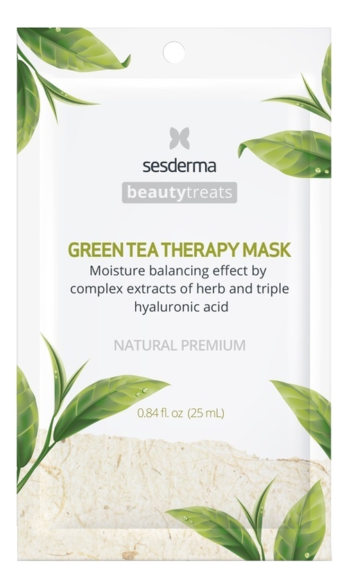 

Маска для лица с растительными экстрактами и гиалуроновой кислотой Beauty Treats Green Tea Therapy Mask 25мл