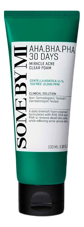 

Пенка 100мл, Очищающая пенка для умывания с кислотами AHA-BHA-PHA 30 Days Miracle Acne Clear Foam