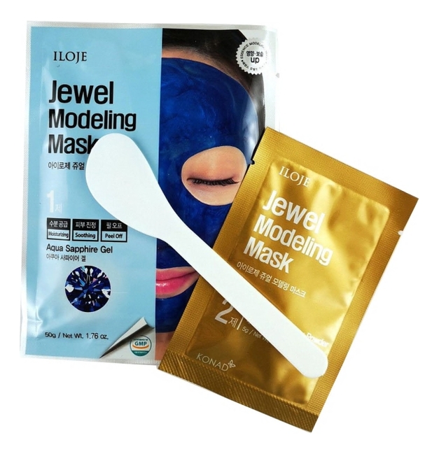 

Моделирующая маска для лица с сапфировой пудрой Iloje Jewel Modeling Mask Aqua Sapphire 55г: Маска 1шт (гель 50г + пудра 5г + лопатка), Моделирующая маска для лица с сапфировой пудрой Iloje Jewel Modeling Mask Aqua Sapphire 55г