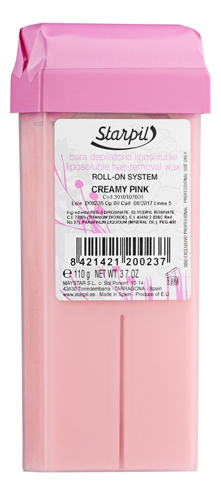 

Воск в картридже Сливочный Creamy Pink Liposoluble Hair Removal Wax 110г (плотный)