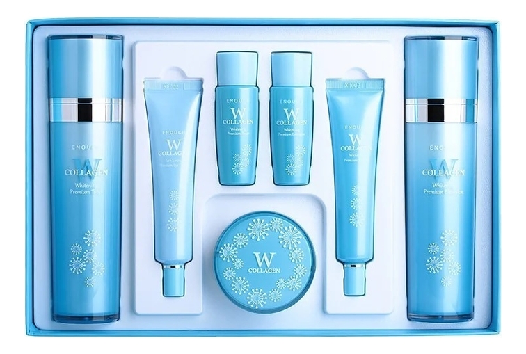 

Набор для лица с коллагеном W Collagen Whitening Premium Skin Care (тонер 130мл + эмульсия 130мл + крем 50г + крем д/век 30мл + эссенция 30мл)