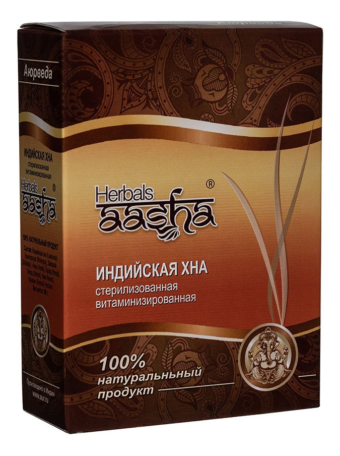 Травяная краска для волос на основе индийской хны каштановая aasha herbals