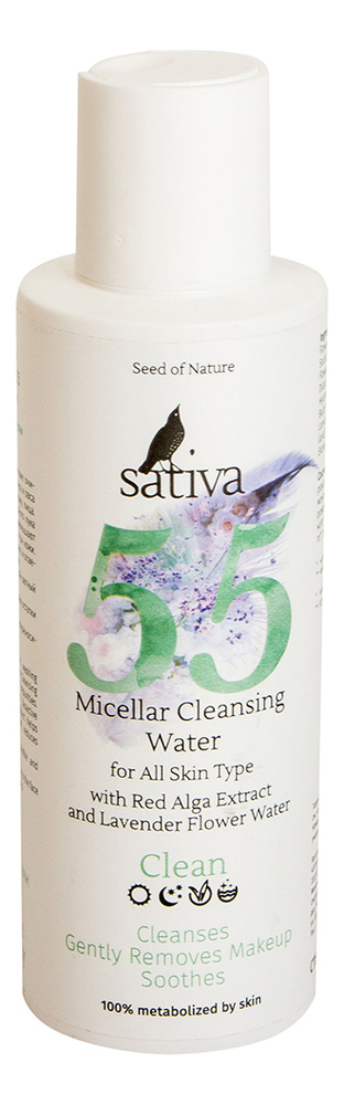 Купить Мицеллярная вода для очищения лица и снятия макияжа Clean Micellar Cleansing Water No55 150мл, Sativa