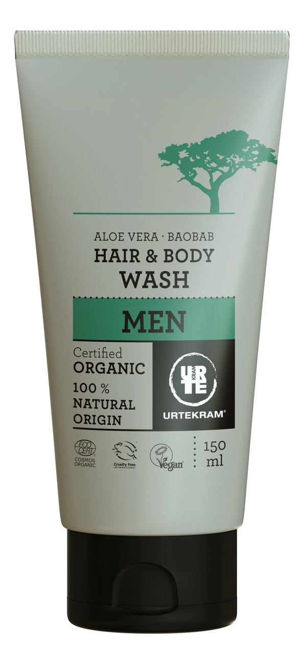 Мужской гель для мытья волос и тела с экстрактом алоэ вера и баобабом Organic Aloe-Vera Baobab Hair & Body Wash Men 150мл
