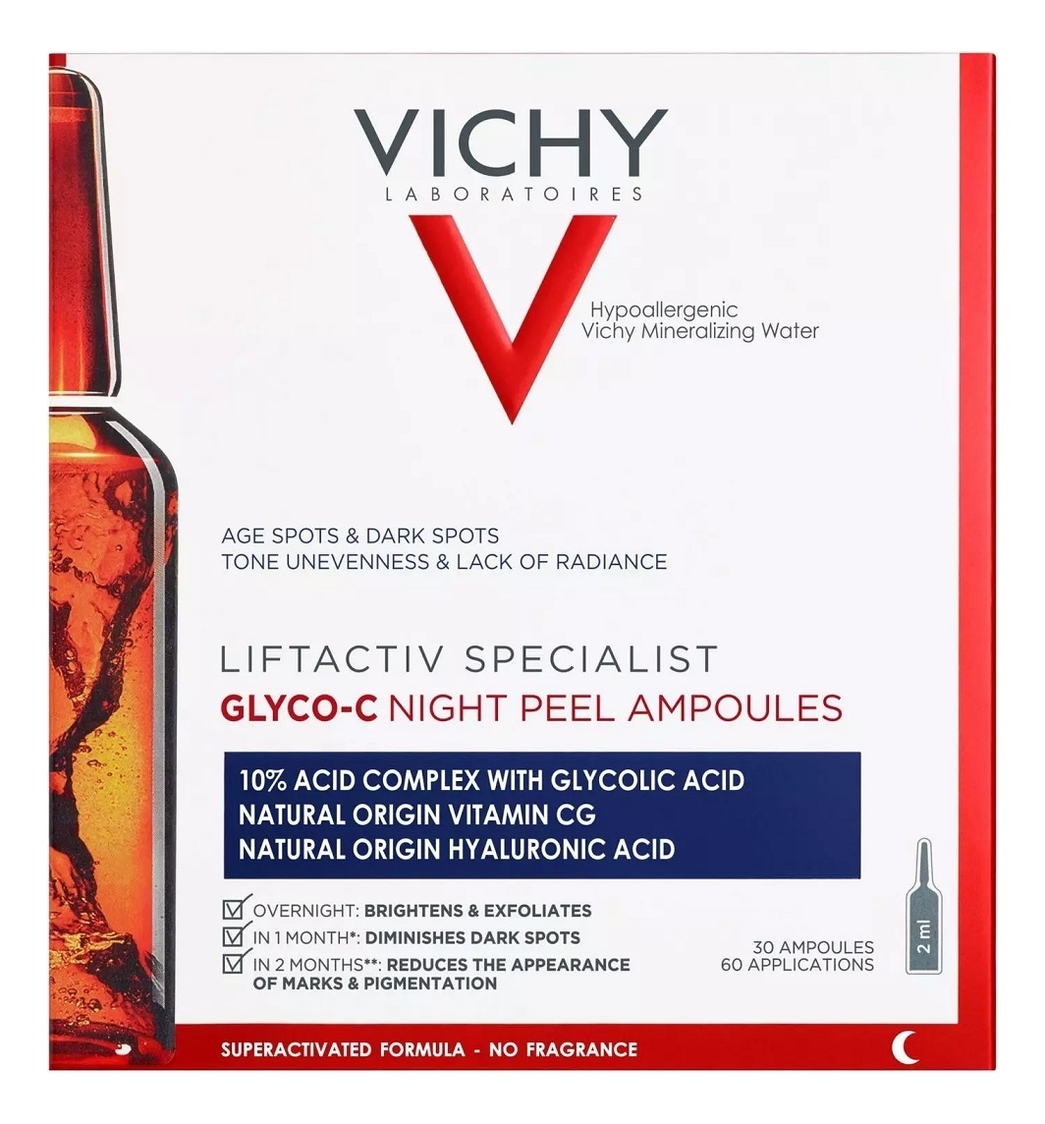 Концентрированная антивозрастная сыворотка для лица ночная Liftactiv Specialist Glyco-C Night Pell Ampoules: Сыворотка 30*2мл, Vichy  - Купить