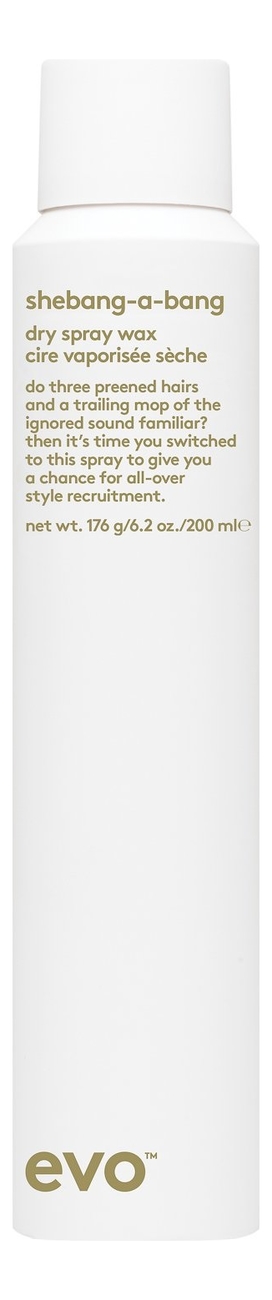 

Сухой спрей-воск для укладки волос Shebang-A-Bang Dry Spray Wax 200мл: Спрей-воск 200мл, Сухой спрей-воск для укладки волос Shebang-A-Bang Dry Spray Wax
