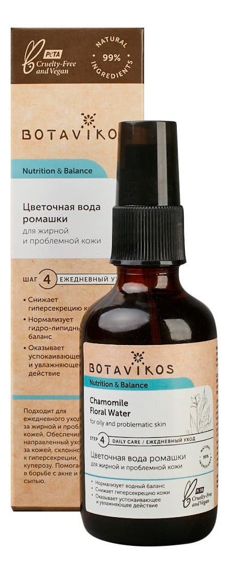 

Цветочная вода с экстрактом ромашки Nutrition & Balance Flower Water Chamomile 50мл
