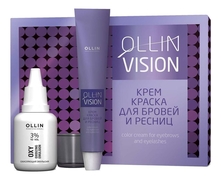 OLLIN Professional Набор для бровей и ресниц Vision Color Cream For Eyebrows And Eyelashes (крем-краска 20мл + окислитель 20мл)