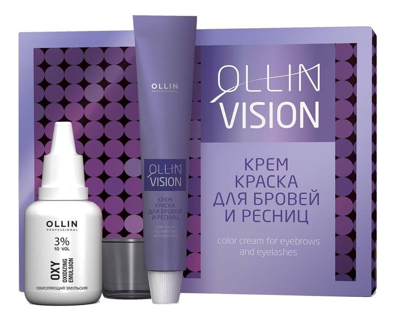 Набор для бровей и ресниц Vision Color Cream For Eyebrows And Eyelashes (крем-краска 20мл + окислитель 20мл): Black набор для бровей и ресниц vision color cream for eyebrows and eyelashes крем краска 20мл окислитель 20мл холодно коричневый