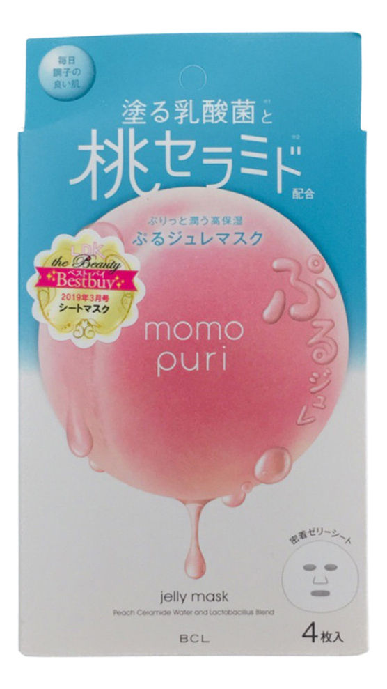 

Тканевая маска для лица с лактобактериями, витаминами А,C,E и керамидами Momo Puri Jelly Mask: Маска 4шт, Тканевая маска для лица с лактобактериями, витаминами А,C,E и керамидами Momo Puri Jelly Mask