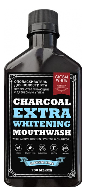 

Ополаскиватель для полости рта экстра отбеливающий с древесным углем Charcoal Extra Whitening Mouthwash 250мл