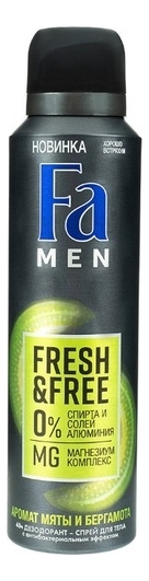 Дезодорант-спрей с ароматом мяты и бергамота Men Fresh &amp; Free 150мл