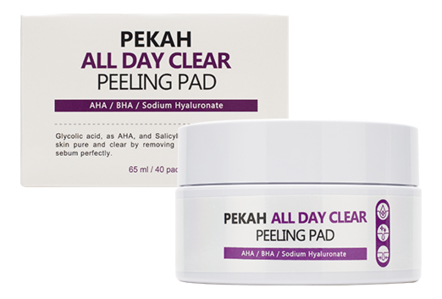 PEKAH Отшелушивающие пилинг-диски с гиалуроновой и силициловой кислотой All Day Clear Peeling Pad 65мл