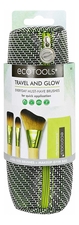 EcoTools Набор для макияжа Travel And Glow Beauty Kit (кисть д/макияжа  + косметичка + влажные салфетки)