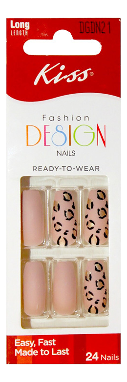 

Накладные ногти Розовый леопард Fashion Design Nails DGDN21RF 24шт (без клея, максимальная длина)