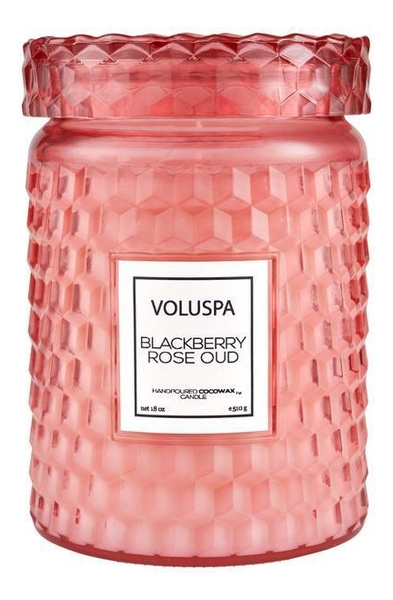 Купить Ароматическая свеча Blackberry Rose Oud (Ежевика, Роза и Уд): свеча в стеклянном подсвечнике 510г, VOLUSPA