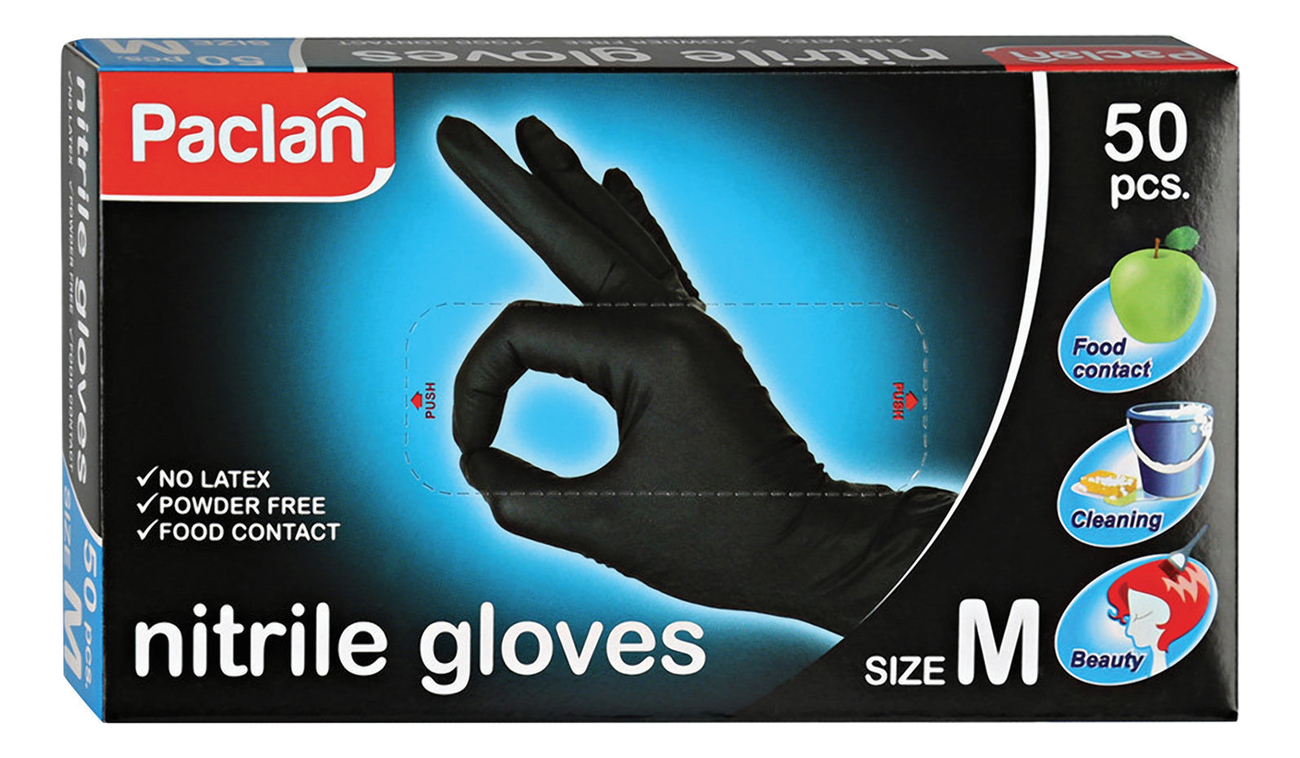 

Paclan Нитриловые перчатки Nitrile Gloves 50шт: Размер M, Paclan Нитриловые перчатки Nitrile Gloves 50шт