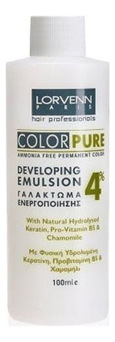 Окислительная эмульсия для безаммиачной краски Color Pure Developing Emulsion 4%: Эмульсия 100мл
