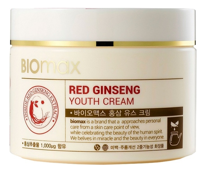 Крем для лица с экстрактом красного женьшеня Biomax Red Ginsen Youth Cream 100мл