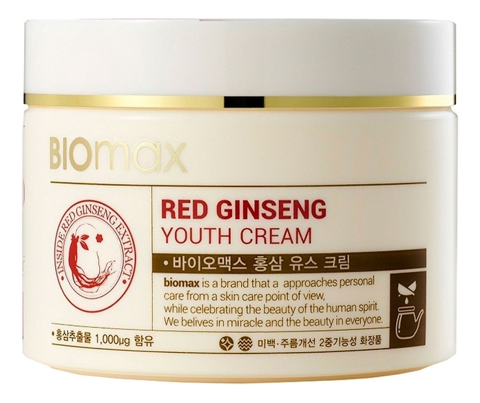 

Крем для лица с экстрактом красного женьшеня Biomax Red Ginsen Youth Cream 100мл