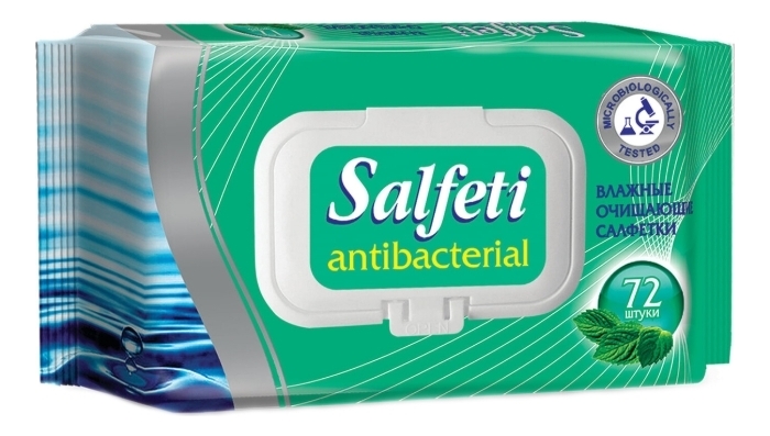 Купить Влажные очищающие салфетки Antibacterial 72шт: Салфетки 1шт, Salfeti