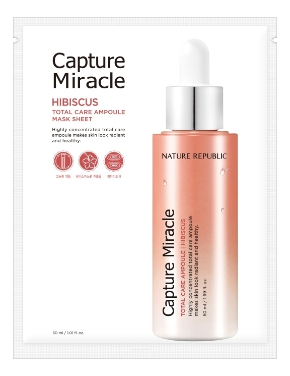 

Тканевая маска для лица Capture Miracle Ampoule Mask Sheet Hibiscus Total Care 30мл