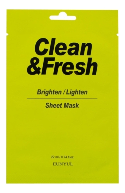 

Тканевая маска для здорового цвета лица Clean & Fresh Brighten Lighten Sheet Mask 22мл: Маска 3шт, Тканевая маска для здорового цвета лица Clean & Fresh Brighten Lighten Sheet Mask 22мл