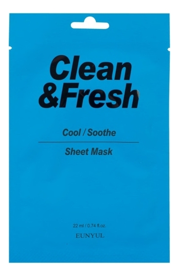 

Тканевая маска для лица очищающего и увлажняющего эффекта Clean & Fresh Cool Soothe Sheet Mask 22мл: Маска 3шт, Тканевая маска для лица очищающего и увлажняющего эффекта Clean & Fresh Cool Soothe Sheet Mask 22мл