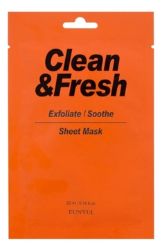 Тканевая маска для гладкости и регенерации кожи лица Clean & Fresh Exfoliate-Soothe Sheet Mask 22мл