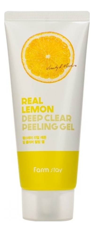 Отшелушивающий гель для лица с экстрактом лимона Real Lemon Deep Clear Peeling Gel 100мл крем для эксфолиации и пилинга farmstay гель для лица отшелушивающий с экстрактом кокоса real coconut deep clear peeling gel