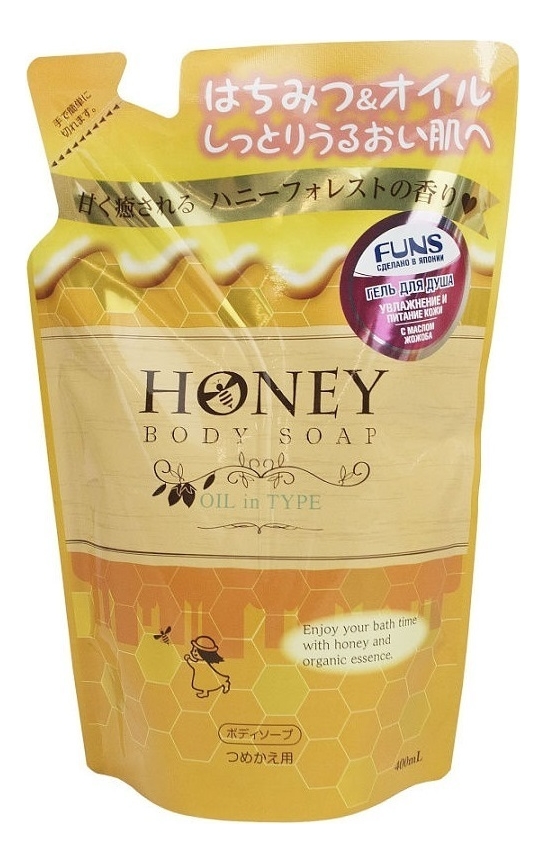 Купить Увлажняющий гель для душа с экстрактом меда и маслом жожоба Honey Oil: Гель 400мл (запасной блок), Funs