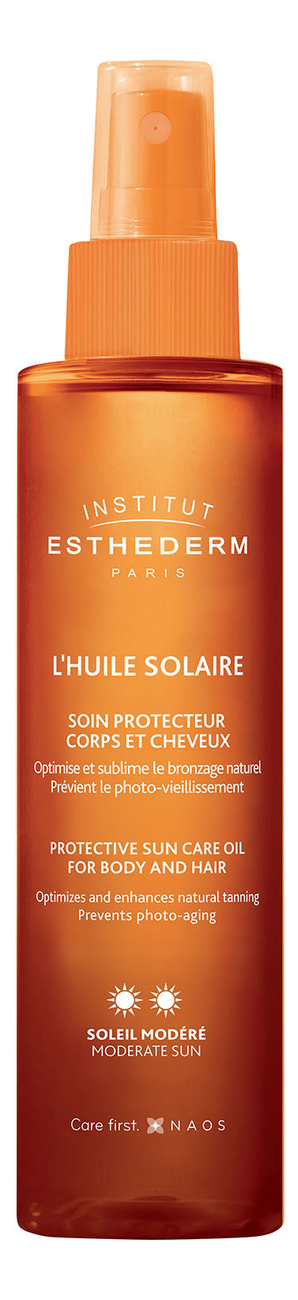 Солнцезащитное масло для тела и волос L'Huile Solaire Moderate Sun 150мл фото