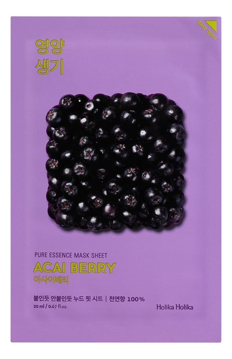 

Витаминизирующая маска для лица с экстрактом ягод асаи Pure Essence Mask Sheet Acai Berry 23мл: Маска 1шт, Витаминизирующая маска для лица с экстрактом ягод асаи Pure Essence Mask Sheet Acai Berry 23мл