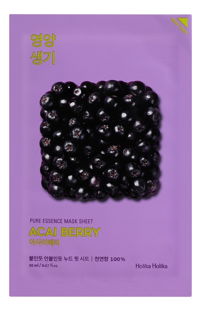 Витаминизирующая маска для лица с экстрактом ягод асаи Pure Essence Mask Sheet Acai Berry 23мл: Маска 1шт витаминизирующая маска для лица с экстрактом ягод асаи pure essence mask sheet acai berry 23мл маска 5шт